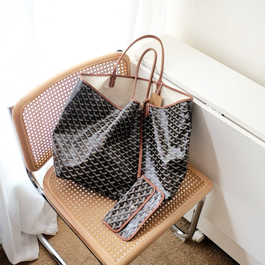 Goyard saint louis GM brown x black with pouch tote bag