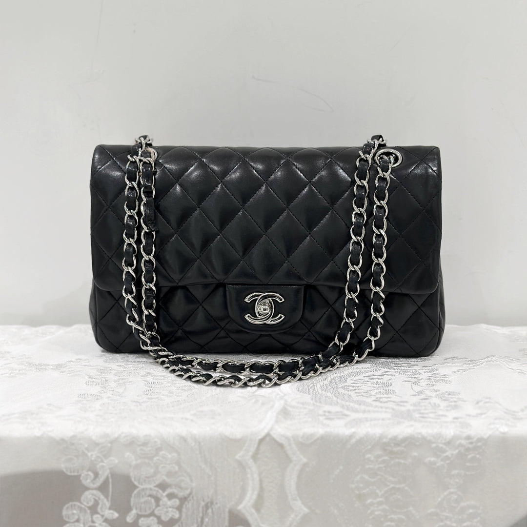 Chanel Lambskin Class Flap 25 （黑銀）