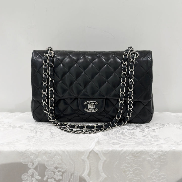 Chanel Lambskin Class Flap 25 （黑銀）