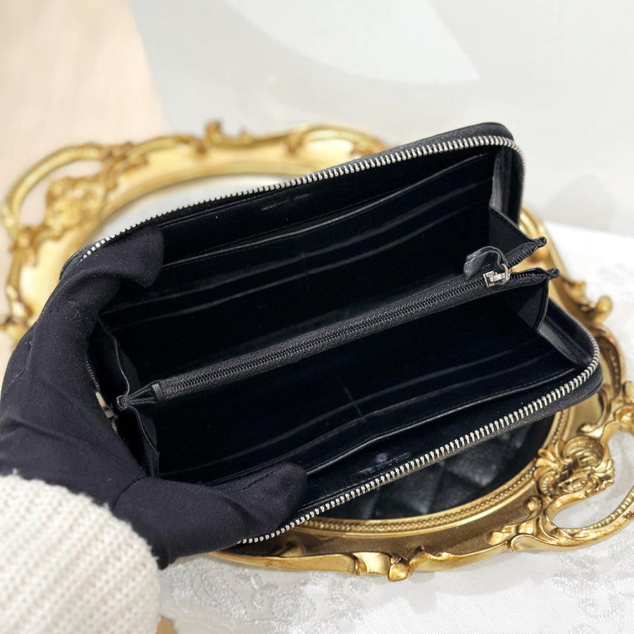 Chanel caviar long wallet black/silver