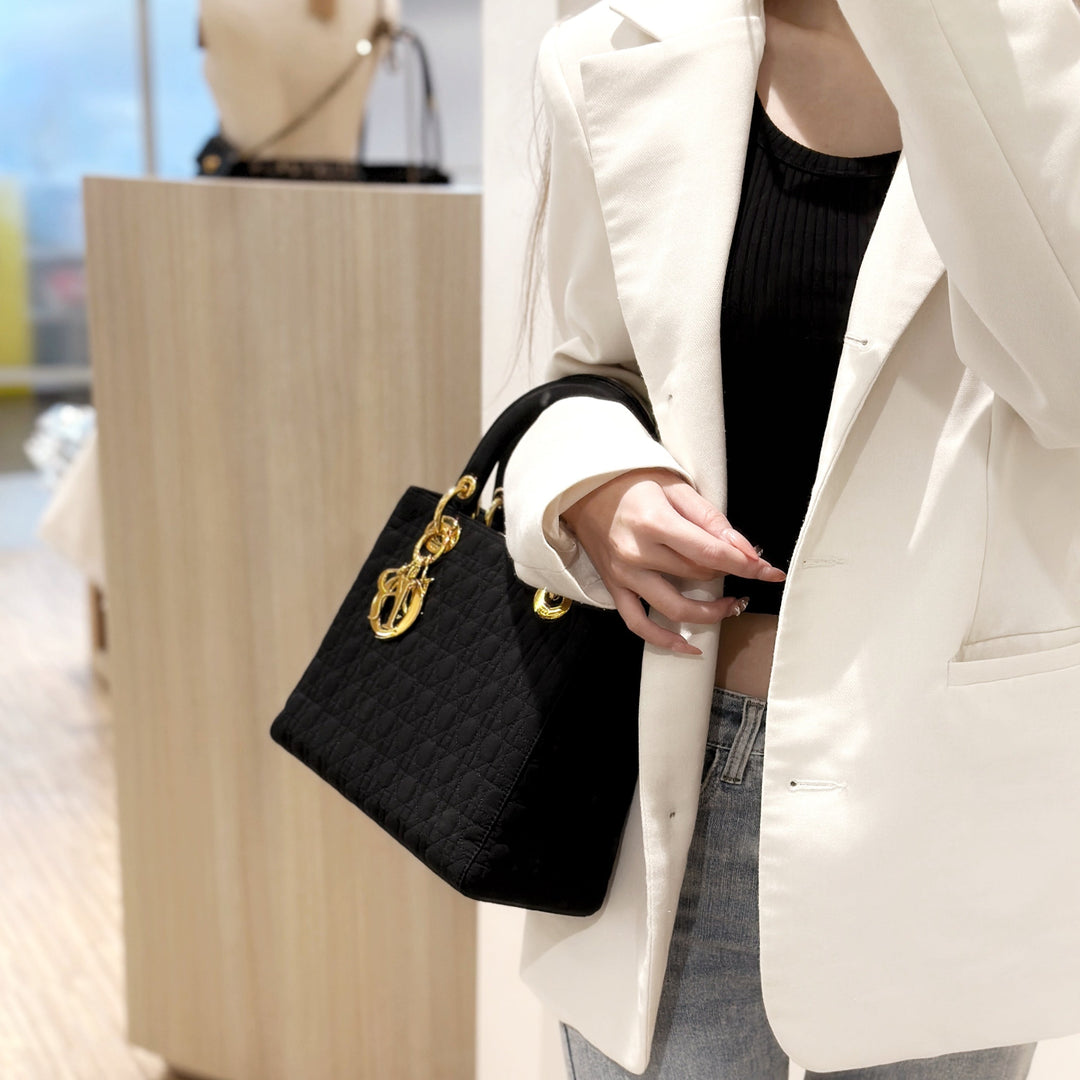 Lady dior vintage nylon handbag