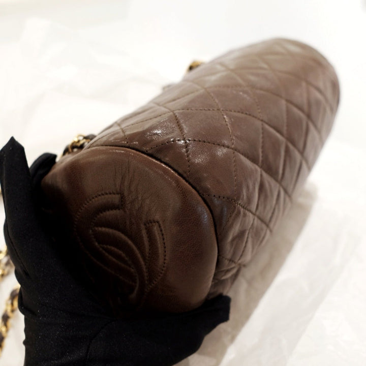 Chanel vintage quilted lambskin cylinder bag