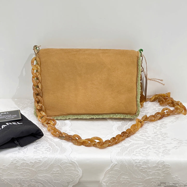 Chanel vintage suede clutch+chain