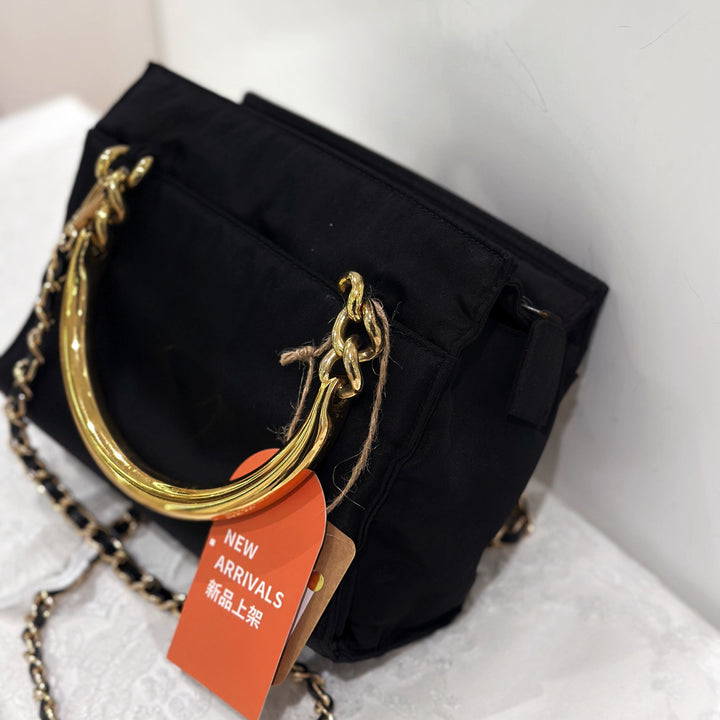 Prada vintage nylon bag with gold handle