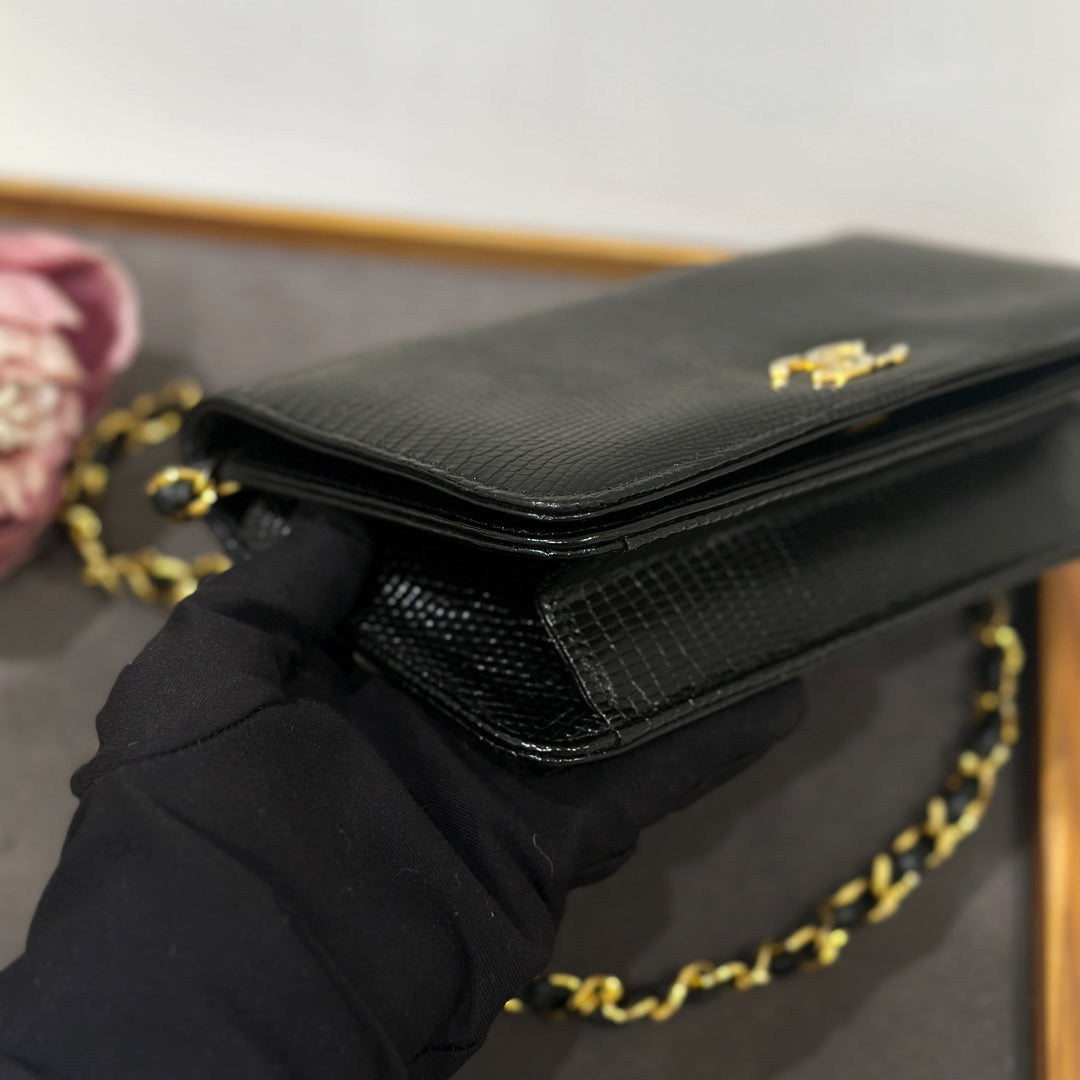 Chanel vintage lizard skin chain bag