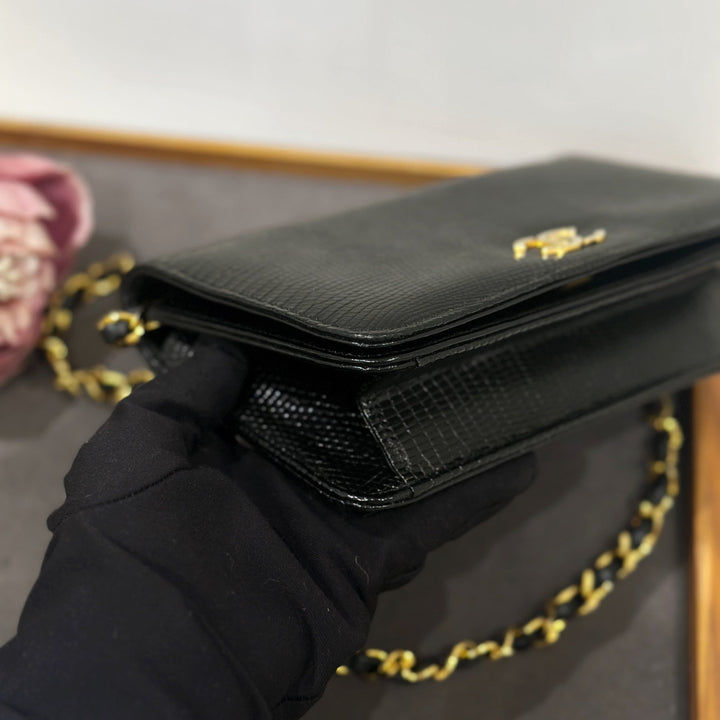 Chanel vintage lizard skin chain bag