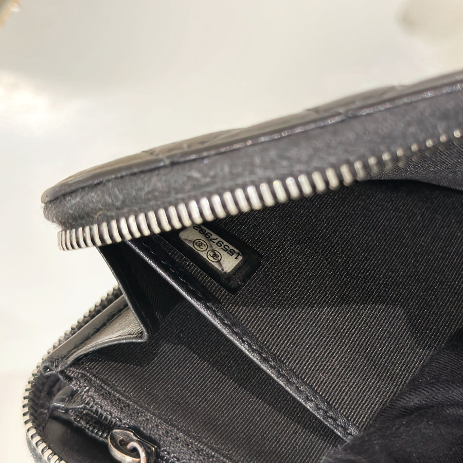Chanel caviar long wallet black/silver