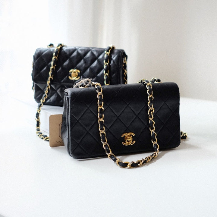 Chanel vintage lambskin quilted full flap bag