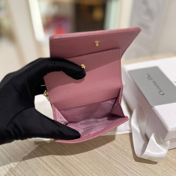 Christian Dior LADY DIOR Lambskin Folding Wallet Small Wallet