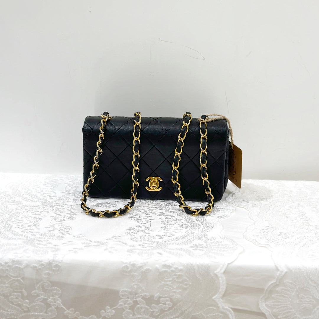 Chanel vintage lambskin quilted full flap bag