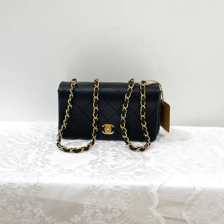 Chanel vintage lambskin quilted full flap bag