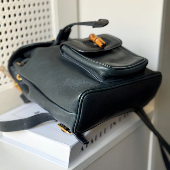 Gucci vintage bamboo backpack（dark green）