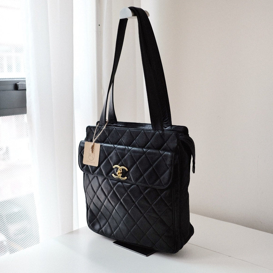 Chanel vintage quilted lambskin tote bag