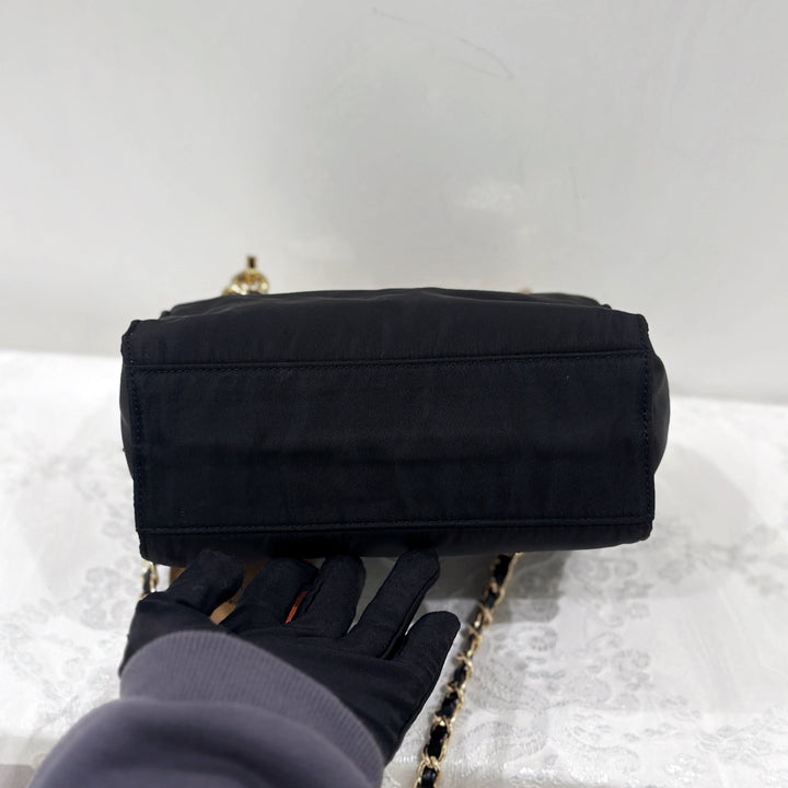 Prada vintage nylon bag with gold handle