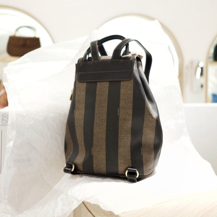 Fendi vintage pequin pvc flap backpack