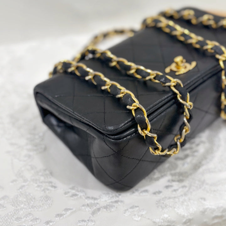 Chanel vintage lambskin quilted full flap bag