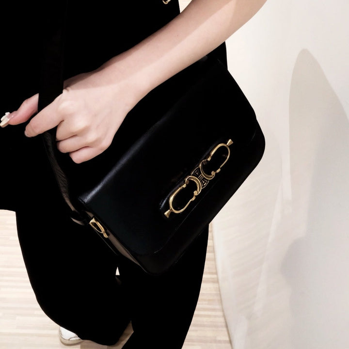 Celine vintage medium triomphe box shoulder bag