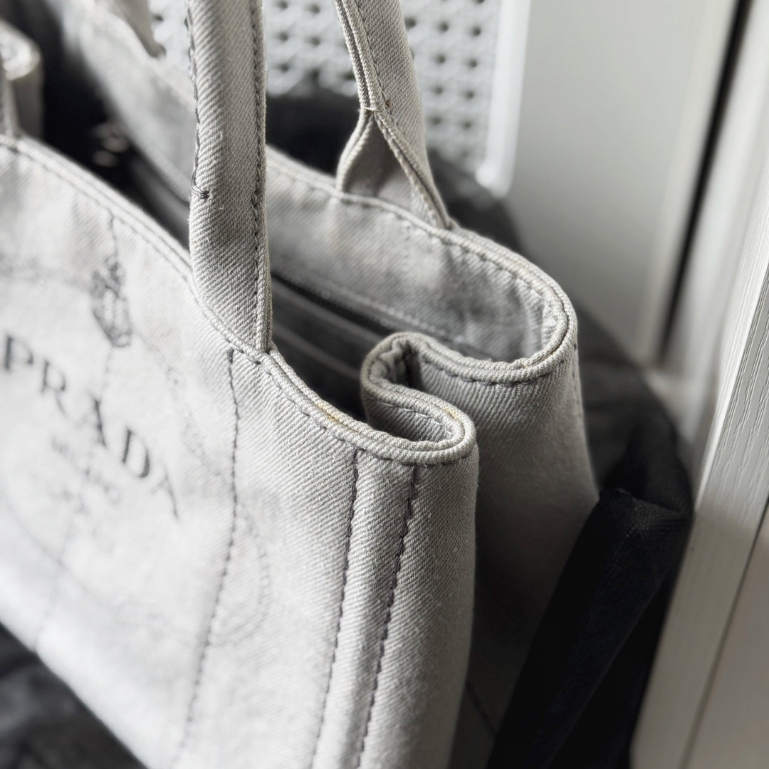 Prada canapa 2way denim shoulder hand bag