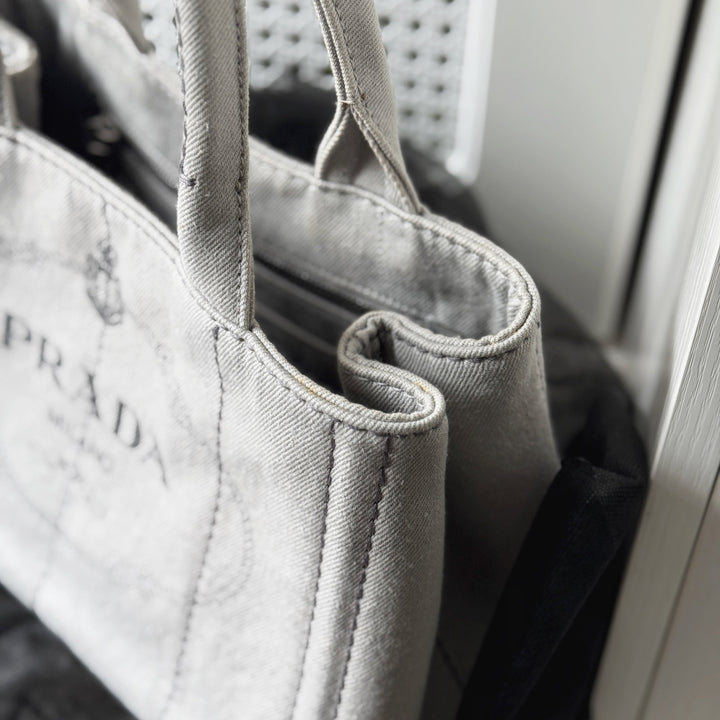 Prada canapa 2way denim shoulder hand bag