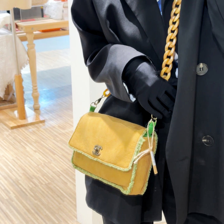 Chanel vintage suede clutch+chain
