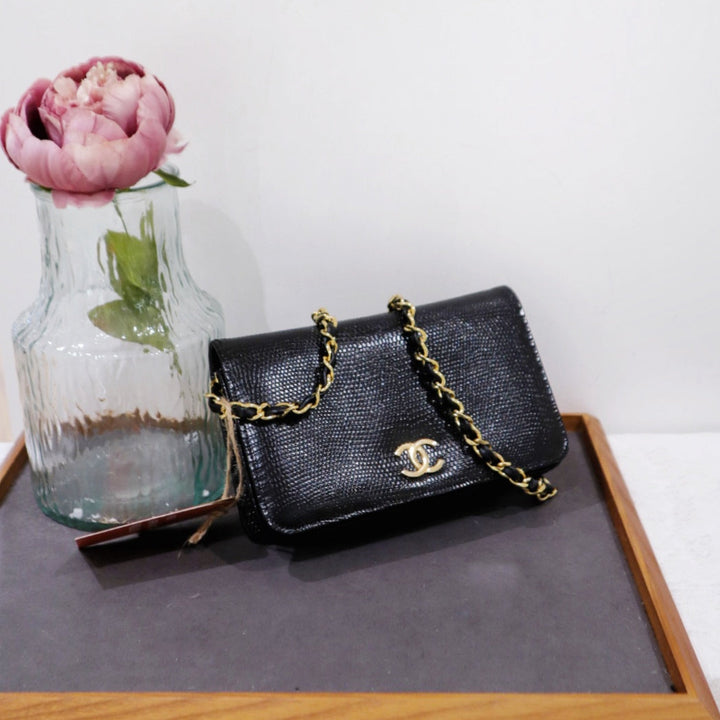 Chanel vintage lizard skin chain bag