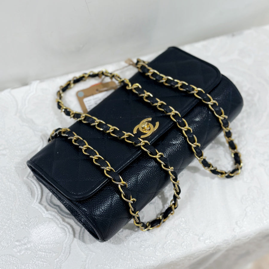 Chanel vintage navy caviar flap bag