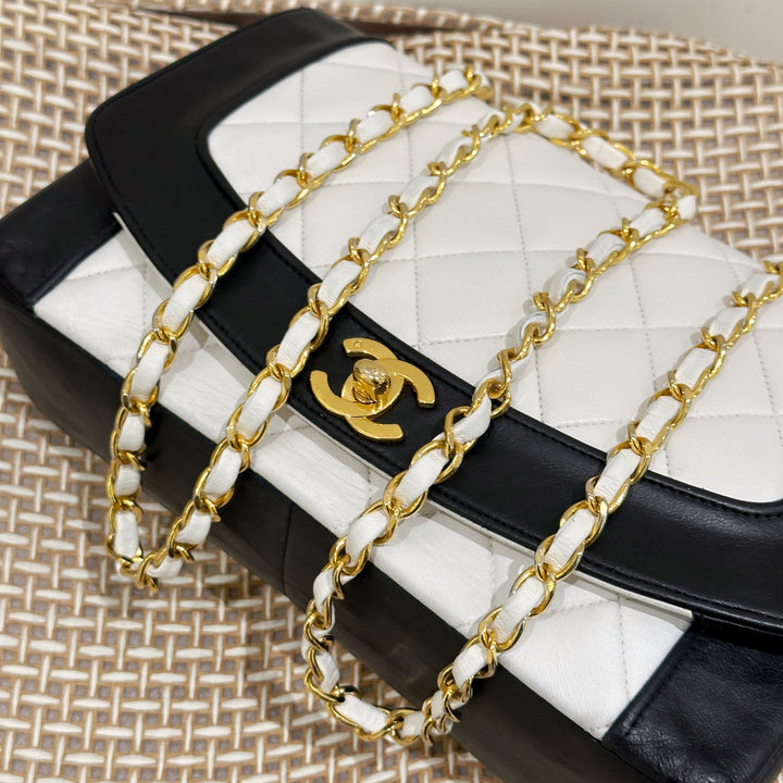 Chanel Vintage Black/White Lambskin Dianan Class Flap 25cm
