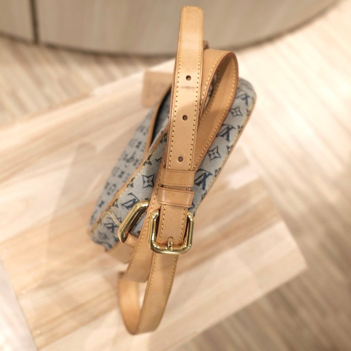 Lv denim round shoulder bag