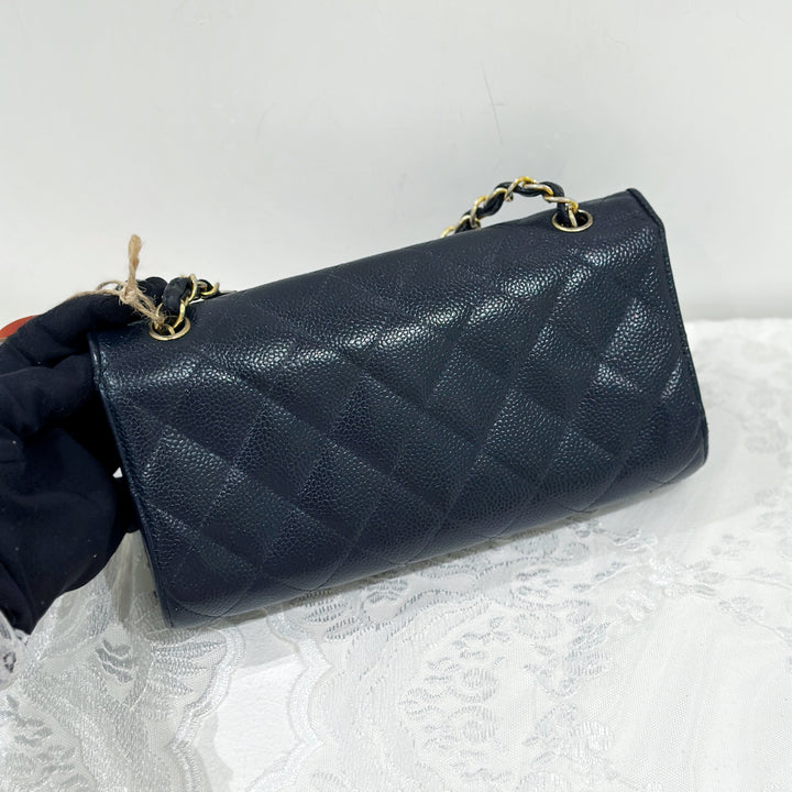 Chanel vintage navy caviar flap bag