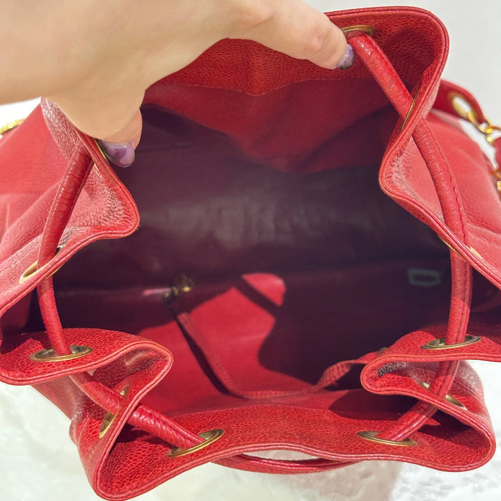 Chanel vintage triple CC leather bucket bag
