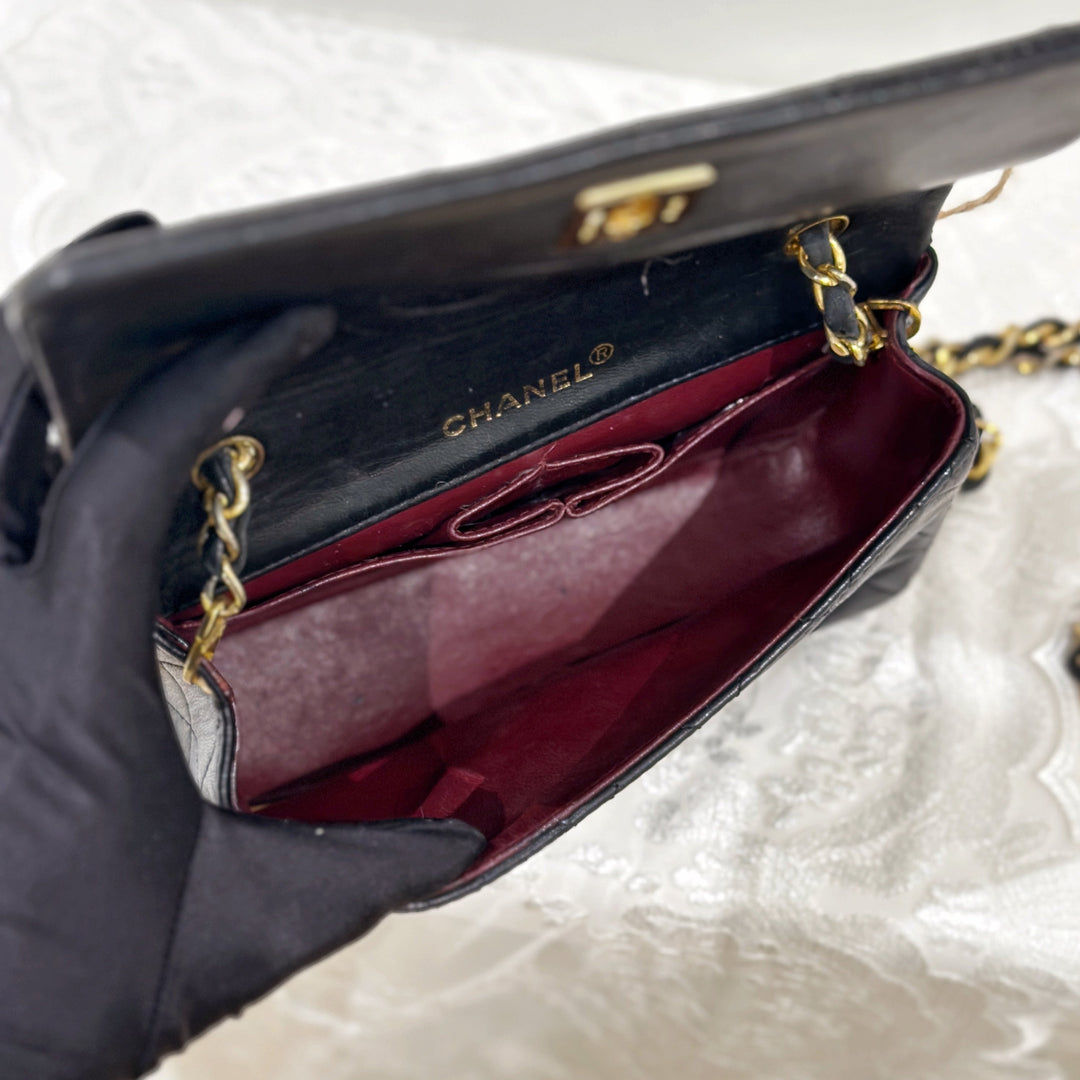 Chanel vintage lambskin quilted full flap bag