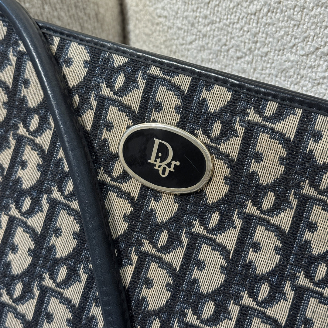 Vintage Christian Dior Trotter Oblique Oval Logo Pouch Crossbody Shoulder Bag