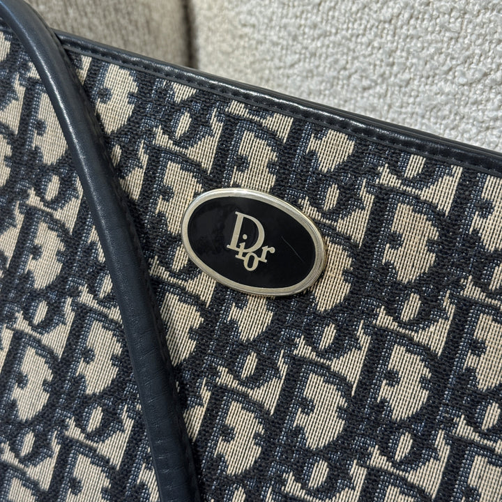 Vintage Christian Dior Trotter Oblique Oval Logo Pouch Crossbody Shoulder Bag
