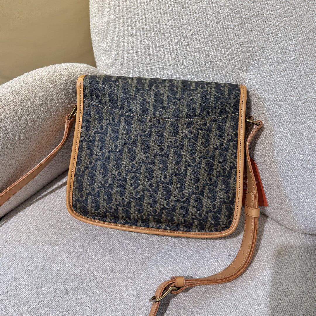 Christian Dior Vintage Trotter Canvas Flap Crossbody Messenger Bag