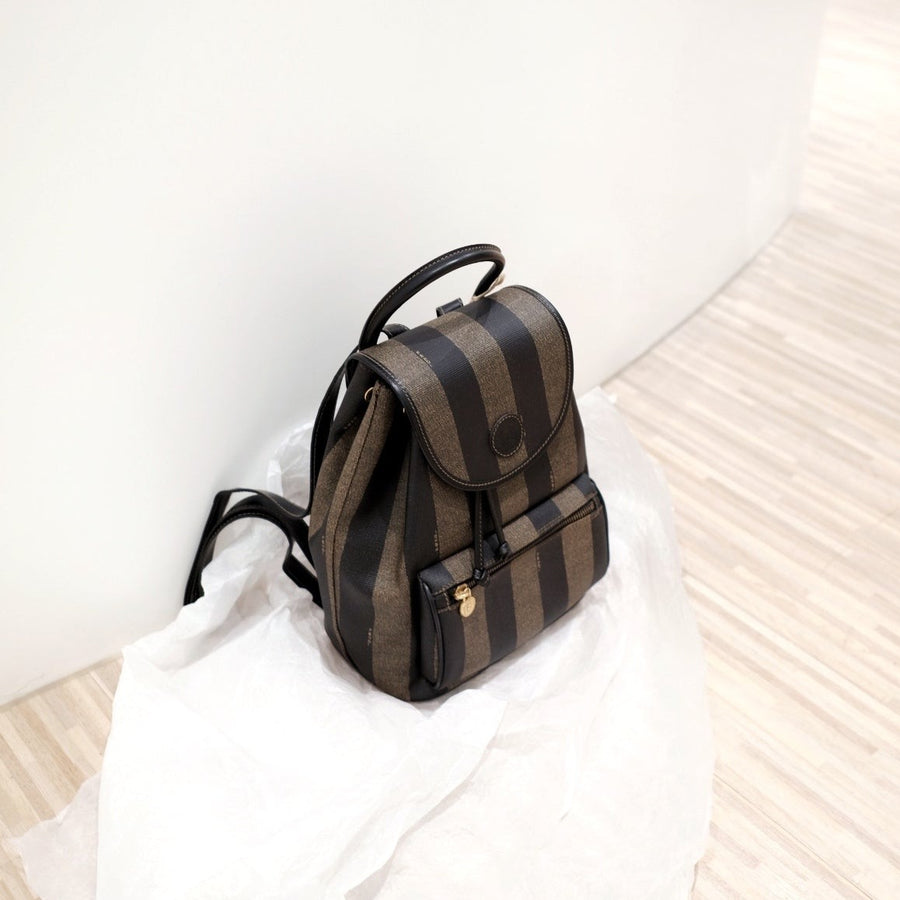 Fendi vintage pequin pvc flap backpack