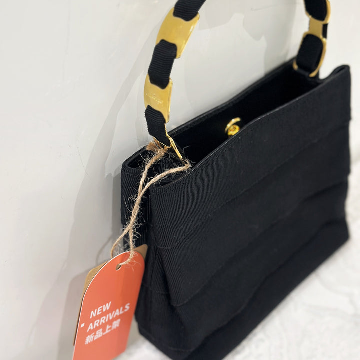 Ferragamo vintage logo handle Canvas 2way bag(black)