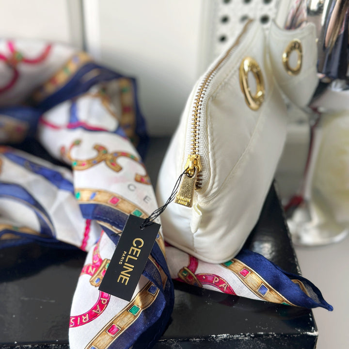 CELINE Ring Logos Mini Cosmetic Pouch + Scarf Set