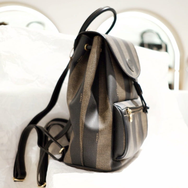 Fendi vintage pequin pvc flap backpack