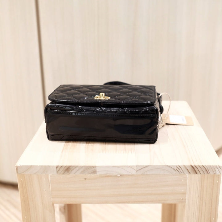 Chanel vintage patent leather kelly bag