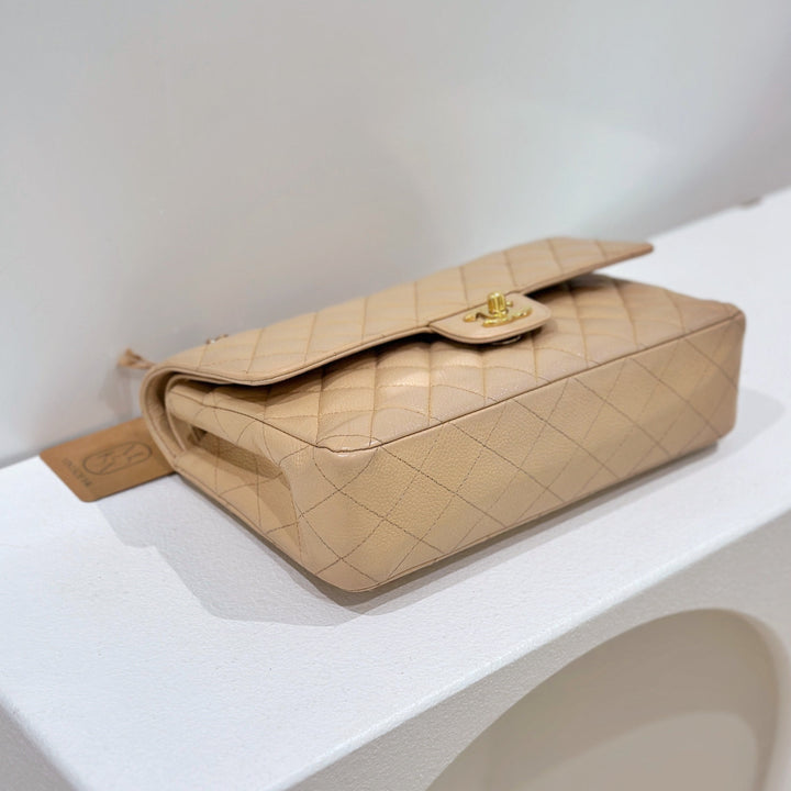 Chanel vintage beige class flap bag 25cm