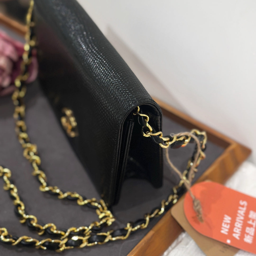 Chanel vintage lizard skin chain bag
