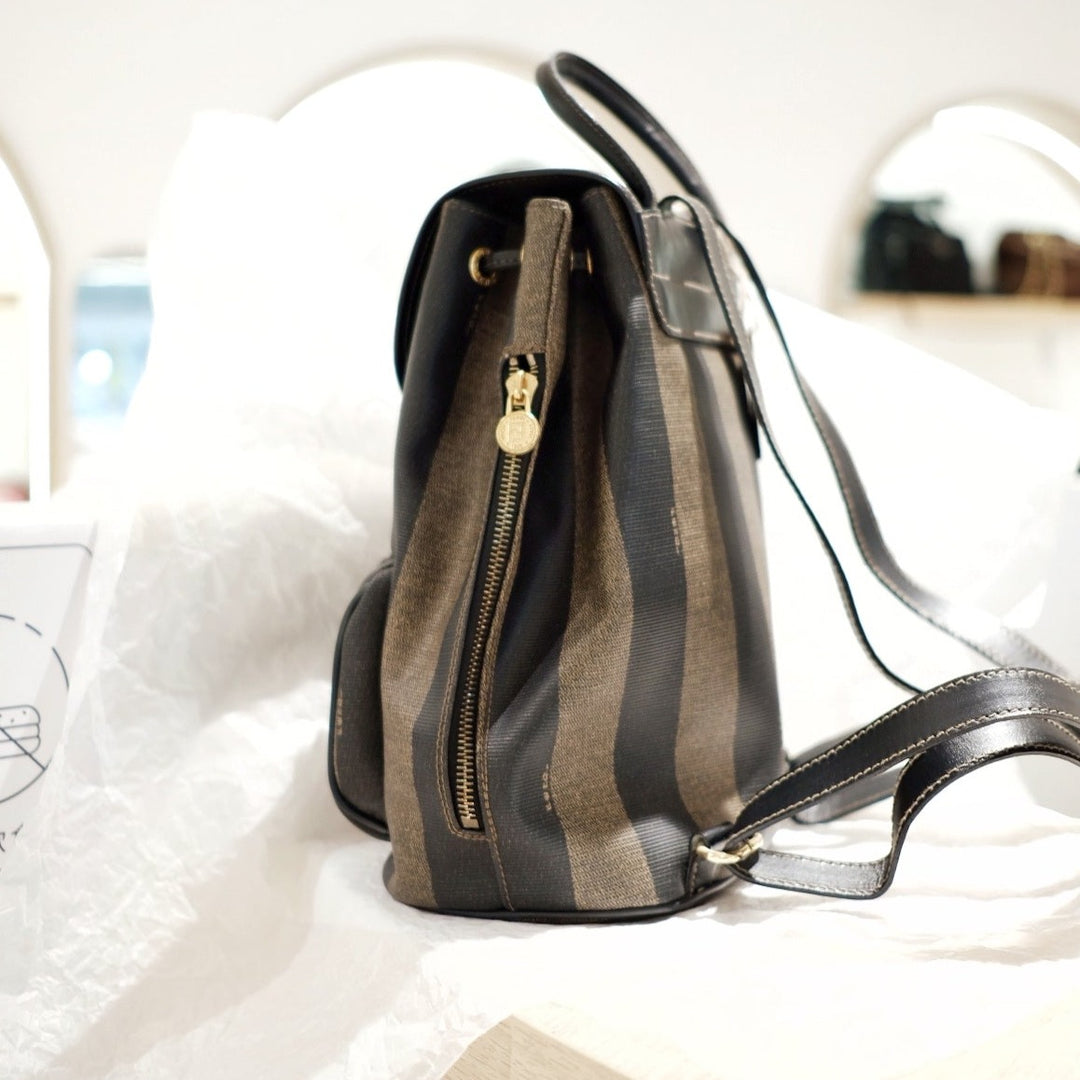 Fendi vintage pequin pvc flap backpack
