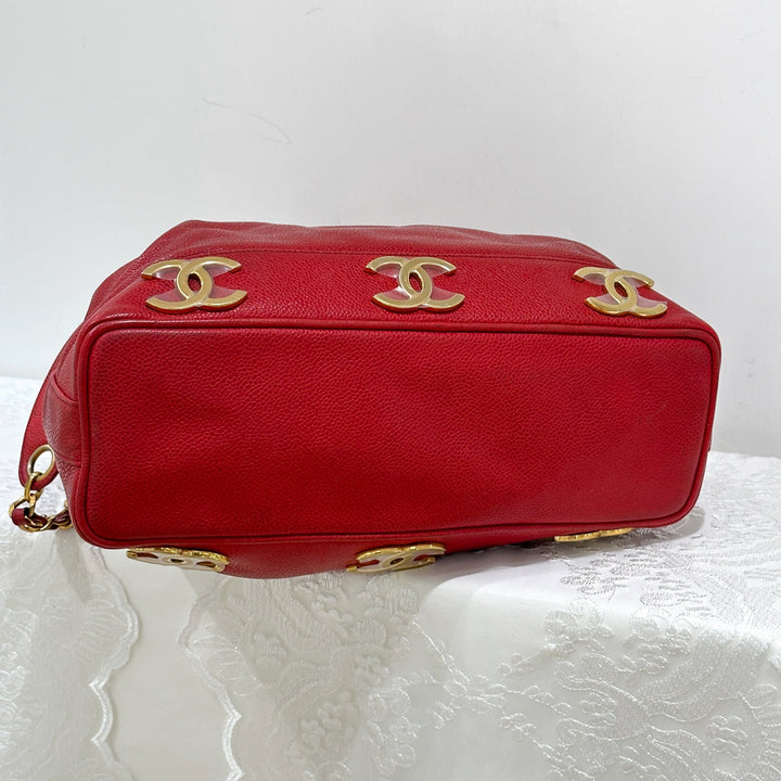 Chanel vintage triple CC leather bucket bag