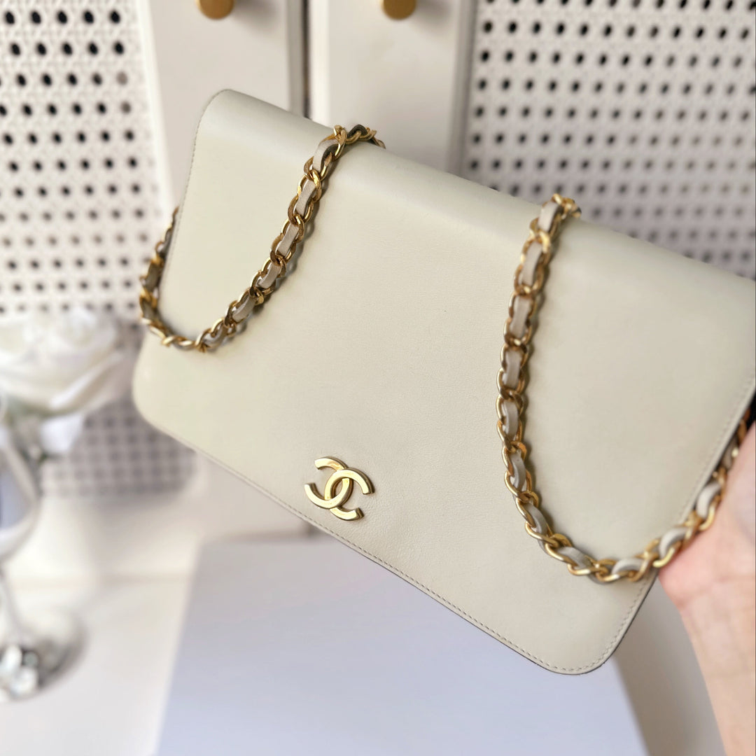 Chanel vintage box leather flap chain bag