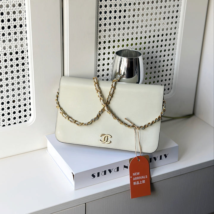 Chanel vintage box leather flap chain bag