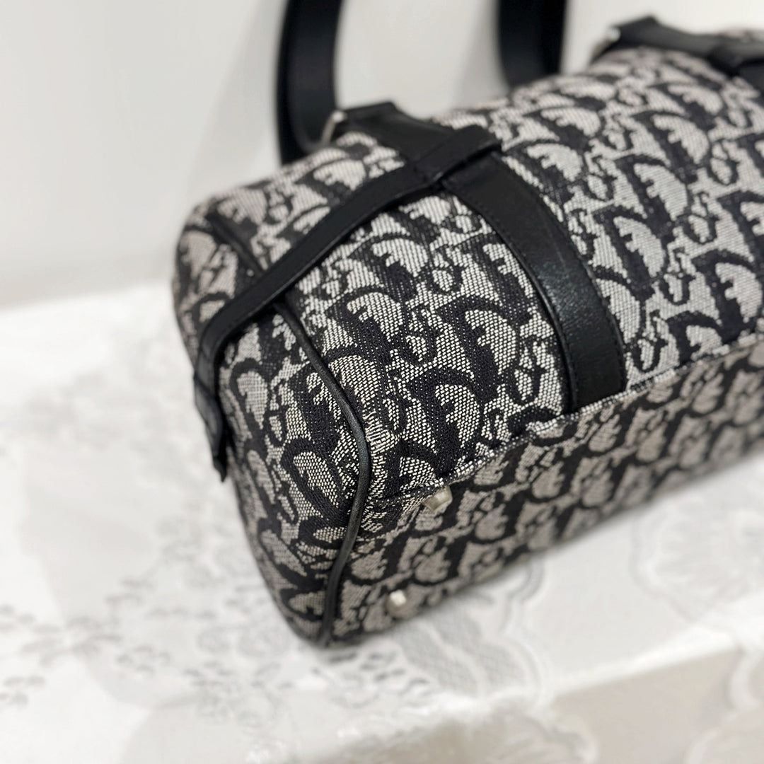 Dior vintage oblique canvas and leather boston bag