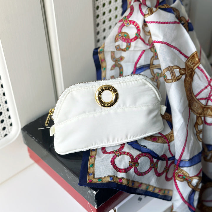 CELINE Ring Logos Mini Cosmetic Pouch + Scarf Set