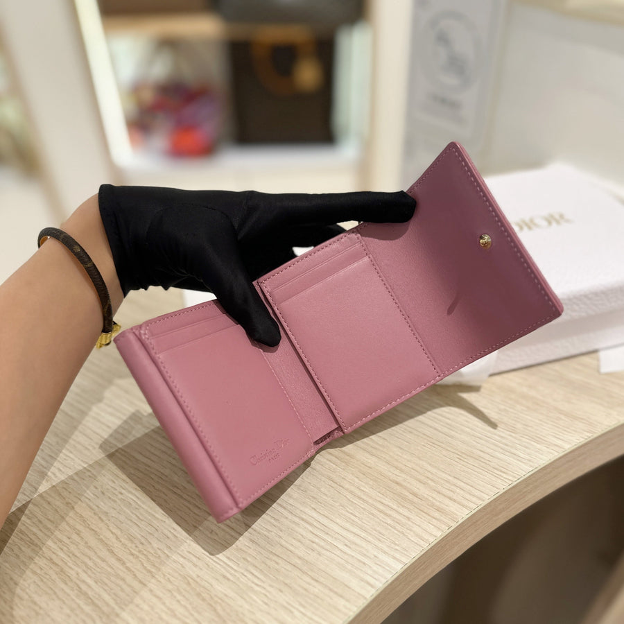 Christian Dior LADY DIOR Lambskin Folding Wallet Small Wallet