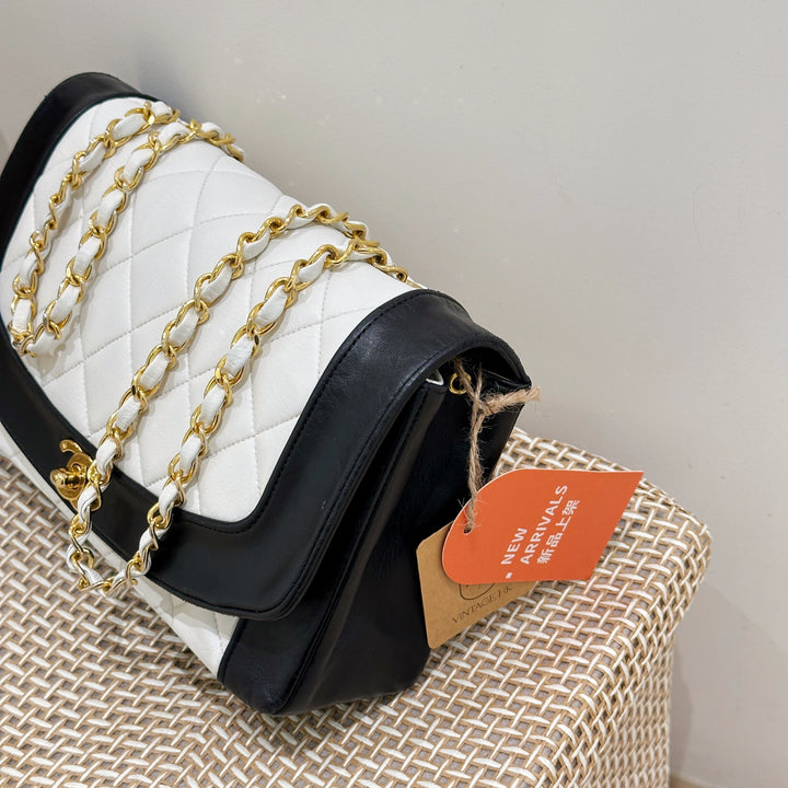 Chanel Vintage Black/White Lambskin Dianan Class Flap 25cm