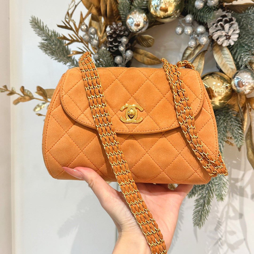 Chanel vintage suede chain bag